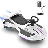 12V Electric Wiggle Car with Pedal for Kids, Rechargeable 2 in 1 Swing Toy, Devil Drifting Car with Backrests, Anti-Rollover, Spray, Light, Bluetooth, Speed up to 4 mph, for Ages 3 and Up