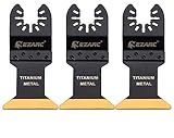 EZARC Titanium Oscillating Tool Blades, Oscillating Multitool Blades for Metal, Wood Nails, Screws Cutting, Plastic, 3 Pack