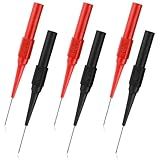 6 PCS 0.7 mm Stainless Steel Back Probe Pins Kit, Non-Destructive Insulation Wire Piercing Test Leads, Fieldpiece Multimeter Tester Probes Needle for Banana Socket Plug, Car Tester (Black & Red)