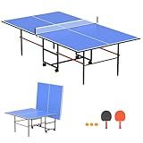 8X4FT Foldable Ping Pong Table,Professional Table Tennis Table for Indoor/Outdoor with Net, 2 Table Tennis Paddles and 3 Balls Easy Assembly - Tournament Quality - Recreational to Tournament Level