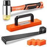 REXBETI 43-Piece Upgraded Laminate Flooring Tools, Wood Flooring Installation Kit, Solid Tapping Block with Handle, Durable Pull Bar, Diameter 1 3/8" Reinforced Double-Faced Mallet, 40 Spacers