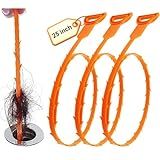 Forlivese 3 Pack 25 Inch Drain Snake,Drain Clog Remover,Sink Snake for Sewer Kitchen Sink Bathroom Tub Toilet Clogged Drains Relief Cleaning Tool