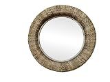 Deco 79 Rattan Room Wall Mirror Coiled Weaved Frame Entryway Mirror, Wall Mounted Mirror 35" x 3" x 35", Brown