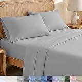 California Design Den King Size Sheets Set - Soft 100% Organic Cotton, Crisp Percale Sheets with Deep Pockets, Breathable and Durable Bedding Set - Light Grey