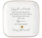 Teeglow Retirement Gift for Woman Ceramic Jewelry Dish Tray - Farewell Going Away Goodbye Gifts for Coworkers Leaving - Retirement Gift Jewelry Dish for Women Friends Retired Teachers Nurses