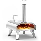 BIG HORN OUTDOORS 12" Woodfire Pizza Stone Oven, 887°F Outdoor Stainless Pizza Cooker, Portable for Party Usage, Sliver