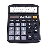 CATIGA 12 Digit Desk Calculator, Desktop Calculators with Large LCD Display & Big Buttons, Dual Power Solar & Battery, Standard Basic 4 Function Calculator for School, Office, Home