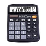 CATIGA 12 Digit Desk Calculator, Desktop Calculators with Large LCD Display & Big Buttons, Dual Power Solar & Battery, Standard Basic 4 Function Calculator for School, Office, Home