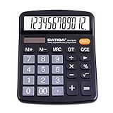 CATIGA 12 Digit Desk Calculator, Desktop Calculators with Large LCD Display & Big Buttons, Basic Simple 4 Function Solar Calculator, Dual Power Solar & Battery for School, Office & Home (CD-2786)