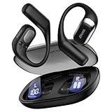 Open Ear Headphones,Over Ear Earbuds with Ergonomic Earhook,Bluetooth Headphones 5.4 with Smart Digital Display,40H Playtime,IPX6 Waterproof,Touch Control Operate Fit Cycling,Running,Workout(Black)