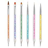 iminoo 6PCS Nail Art Brushes,Double Ended Nail Liner Brush Dotting Pen Nail Art Point Drill Drawing Tools,Double Ended Nail Art Brushe for DIY Nail Art Designs (Style A)