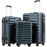 Coolife Lightweight Luggage with TSA Lock,3 Piece Set Teal Blue