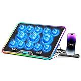 Gaming Laptop Cooler with 13 Ultra Quiet Fans, LCD Screen and Multi Color RGB - 10 Lighting Modes, 9 Adjustable Heights, Dual USB Ports, Built in Phone Holder for 15 to 21 Inch Laptops on Desk or Lap