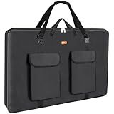 TreochtFUN Art Portfolio Case 24 x 36, Artist portfolio bag 2K water resistant Canvas Carrying Case with Tote, Portfolio Folder for Artwork Storage for Poster Board Drawing supplies.Soft (Black)