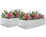 FOOWIN 2pcs 8x4x2ft Galvanized Raised Garden Bed, Planter Raised Garden Boxes Outdoor, Large Metal Raised Beds for Gardening, Garden Bed for Vegetables, Flowers, Herb,478 Gallon Capacity, Silver