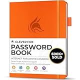 Clever Fox Password Book with alphabetical tabs. Internet Address Organizer Logbook. Small Pocket Password Keeper for Website Logins (Orange)