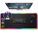 Gimars RGB Gaming Mouse Pad,15W Wireless Charging Mousepad with 10 Light Modes, Large Mousepad with Premium Smooth Surface, Non-Slip Mouse Mat for Gaming, Desk, PC,Office, 31.5x11.8x0.16inch