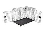 Amazon Basics Portable, Easy to Assemble, Foldable Metal Wire Dog Crate with Removable Tray, Double Door, Divider Panel, Handle, 36" x 23" x 25", Black