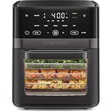 Chefman Air Fryer 6-in-1, XL 14-Quart Multifunctional Airfryer with Touchscreen Controls, Rotisserie, Food Dehydrator, Convection Oven, Bake, Broil, and Reheat Functions, Windowed Door – Black