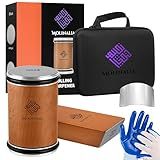 MOLINALIA Rolling Knife Sharpener –Multi Angle Tool w/Diamond & Ceramic Discs #1000/#3000, tumbler knife sharpener having Finger Guard, Gloves & Travel Bag