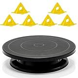 11”Rotate Turntable Sculpting Wheel Revolving Cake Turnable Black Painting Turn Table Stand for Paint Spraying Spinner,with Cone Canvas-Acrylic&Epoxy Pouring Paint Canvas Support Stands