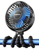 SWEETFULL 4000mAh Portable Stroller Fan with LED Display, 4 Speed Rechargeable Mini Clip On Fan, 360° Rotate Flexible Tripod Better Cooling Small Baby Fan for Car Seat Crib Travel Treadmill