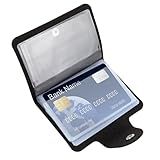 Yuomeaz PU Leather Credit Card Organizer Slim (24 Small Cells for Memory Cards) Business Credit Card Book, Black Wallet Holder for Men Women, RFID Blocking Sleeve, Debit Cards Protector Organizer