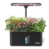 URUQ 8 Pods Hydroponics Growing System with LED Grow Light - Black