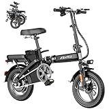RPINT Foldable Electric Bike for Adults and Teens with 740W Peak Motor, 14" Folding Mini Ebike with 48V Removable Battery, Commuter E-Bike with 20MPH and 30-35 Miles PAS Range, City Electric Bicycle