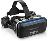 COCERKET VR Headset with Built-in Headphones, 120° FOV Aspheric Lenses for 4.7-7" Smartphones, 3D VR Glasses Adjustable Focus/IPD, Compatible iPhone Android