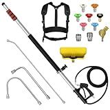 LidoDola 24FT Telescoping Pressure Washer Wand Kit - 2 Extension Poles, Gutter Cleaner, Brush, Pivoting Coupler & 7 Nozzles for Roof, Deck, Vehicle, Sidings
