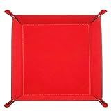 siduater Valet Tray Desktop Storage Organizer – Vegan Leather Catchall Tray Bedside Vanity Tray Nightstand Caddy Holder for Remote Controller, Watch, Keys, Phone, Wallet, Coin, Jewelry, Red