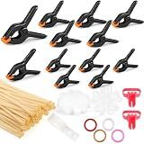 12 Pack Balloon Arch Clips (6x 3.8-in & 6x 4.5-in) Heavy Duty Clips, 100pcs Clear 260 Long Balloons and Multiple Accessories, Balloon Arch Set for Framed Backdrop Decorations Parties Photography DIY