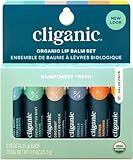 Cliganic Organic Lip Balm Set (6 Flavors) - 100% Natural Hydrating, Moisturizing for Dry Cracked Lips, for Men & Women
