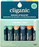 Cliganic Organic Lip Balm Set (6 Flavors) - 100% Natural Hydrating, Moisturizing for Dry Cracked Lips, for Men & Women