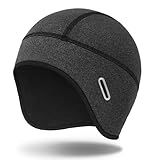 MELASA Winter Helmet Liner Skull Cap for Men Women, Fleece Lined Warm Cycling Cap with Glasses Holes, Thermal Hat Beanie for Running Cycling Motorcycle(Dark Gray)
