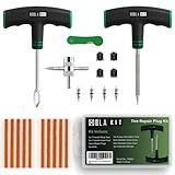 HolaKit Tire Plug Kit, 22PCS Compact Tire Repair Kit with Rubber Plugs, Upgrade T-Handle, 4-Way Valve Steam Tool, Flat Tire Puncture Repair Tools for Cars, Motorcycle, ATV, SUV