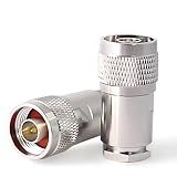2-Pack N Male Connectors,N-Type Male Clamp Connector Compatible with RG8 LMR400 Coaxial Cable,50 Ohm N Male Plug