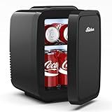 BEICHEN Mini Fridge, 4 Liter/6 Can Portable Refrigerator for Bedroom Office Dorm Car– Fast Cooling, Low Noise, 100-125V AC/5-12V USB Small Compact Refrigerator for Skincare, Food, Drinks(Black)