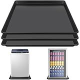 Hlimior 3 Pack Mini Fridge Tray with Raised Edge, Prevent Water Leakage and Floor Damage from Elecrical Equipmennder for Washing Machines, Dryer, Mini Fridge, Wine Cabinet, Easy to Clean(22“ Black)…