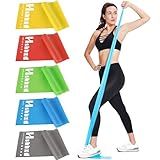 Resistance Bands for Working Out Women and Men, Physical Therapy Bands, Latex Free Elastic and Exercise Bands Set for Stretching, Suitable for Rehab, Yoga, Pilates, Gym, Home Exercise (Five Colors)