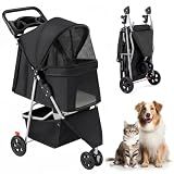 KMFurnila 3 Wheel Dogs Stroller for Small to Medium Pets, Foldable Design