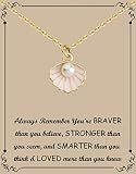 BNQL Seashell Pendant Necklace Beach Lover Gifts Scallop Necklace Enamel Blue Seashell Jewelry Gifts for Women