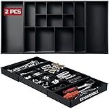 ONREVA Tool Box Organizer Tray Divider Set, Expandable Large Toolbox Storage Tray Kit, Rolling Tool Chest Drawer Bins, Hardware Screwdrivers Pliers Organization, 2pcs low profile Trays.