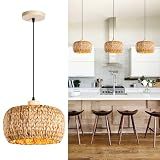 Mgcanyu Boho Pendant Lights Kitchen Island, 11.8" Bohemian Rattan Hand-Woven Light Fixture Natural Seagrass Weaving Lighting Hanging Ceiling Chandelier for Restaurants Living Dining Room Farmhouse