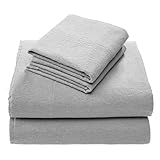 Comfort Spaces Cotton Flannel Sheets Queen Size, Ultra Soft Flannel Sheet Set with 14" Elastic Pocket , Breathable Warm Flannel Bedding, Grey Solid 4 Piece