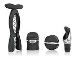 Metrokane Rabbit 4Piece Wine Tool Kit, Velvet Black