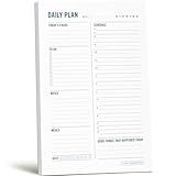 Daily Planner Notepad with Hourly Schedule - ADHD Planner, Time Block Planning Pad, Desktop To Do List, College Supplies - 6 x 9” - 50 Undated Sheets