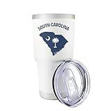 Palm City Products 30 oz South Carolina Tumbler White – Great for Hot & Cold Drinks, State Pride, Souvenir, Gift for South Carolina