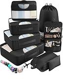 Veken 10 Set/8 Set Packing Cubes for Travel Essentials, Suitcase Organizer Bags in 4 Sizes, Carry-On Luggage Accessories with Large Laundry & Toiletry Bag, Must-Have for Airplane, Road Trip & Camping